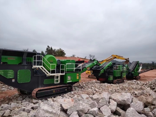 Mesin Penghancur Seluler Perayap Batu Kapur, Penghancur Kerucut Portabel Quarry Track