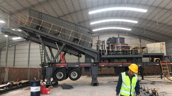 Penghancur Dampak Poros Vertikal Seluler Portabel 250 TPH 1100r/mnt